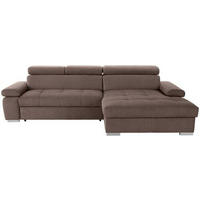 ECKSOFA Braun Velours  - Silberfarben/Braun, Design, Holz/Textil (292/183cm) - Livetastic