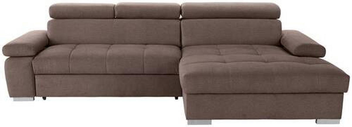 ECKSOFA Braun Velours  - Silberfarben/Braun, Design, Holz/Textil (292/183cm) - Livetastic