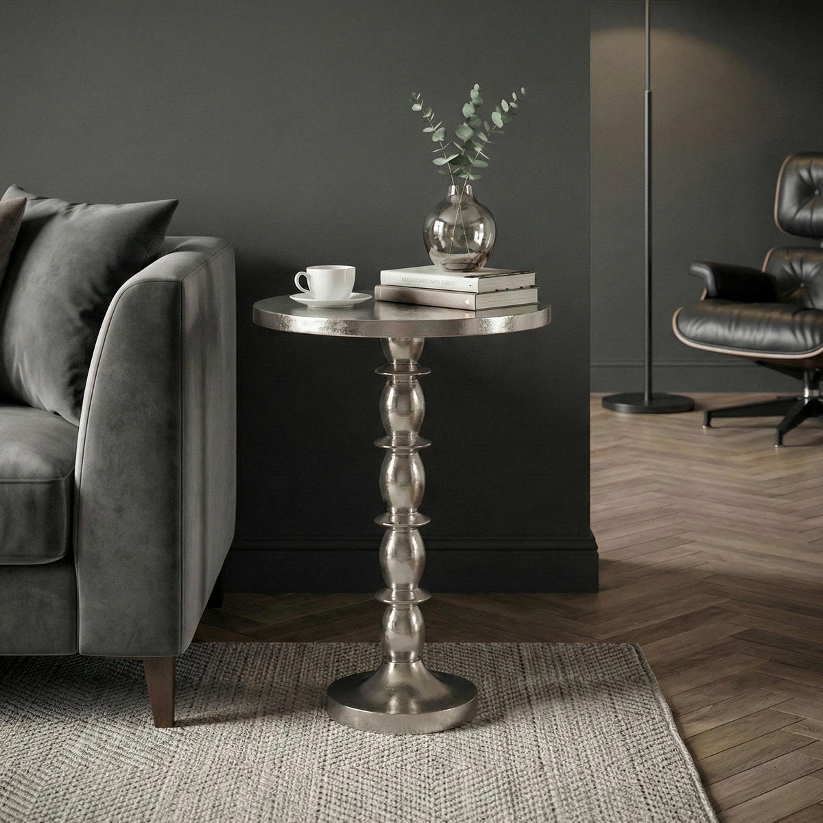 KISASZTAL fém 40/40/56 cm   - ezüstszínű, Design, fém (40/40/56cm) - MID.YOU