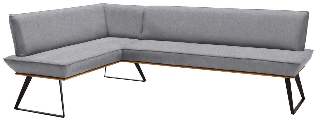 ECKBANK in Holz, Metall, Textil Grau, Schwarz, Eichefarben  - Eichefarben/Schwarz, Design, Holz/Textil (163/223cm) - Voleo