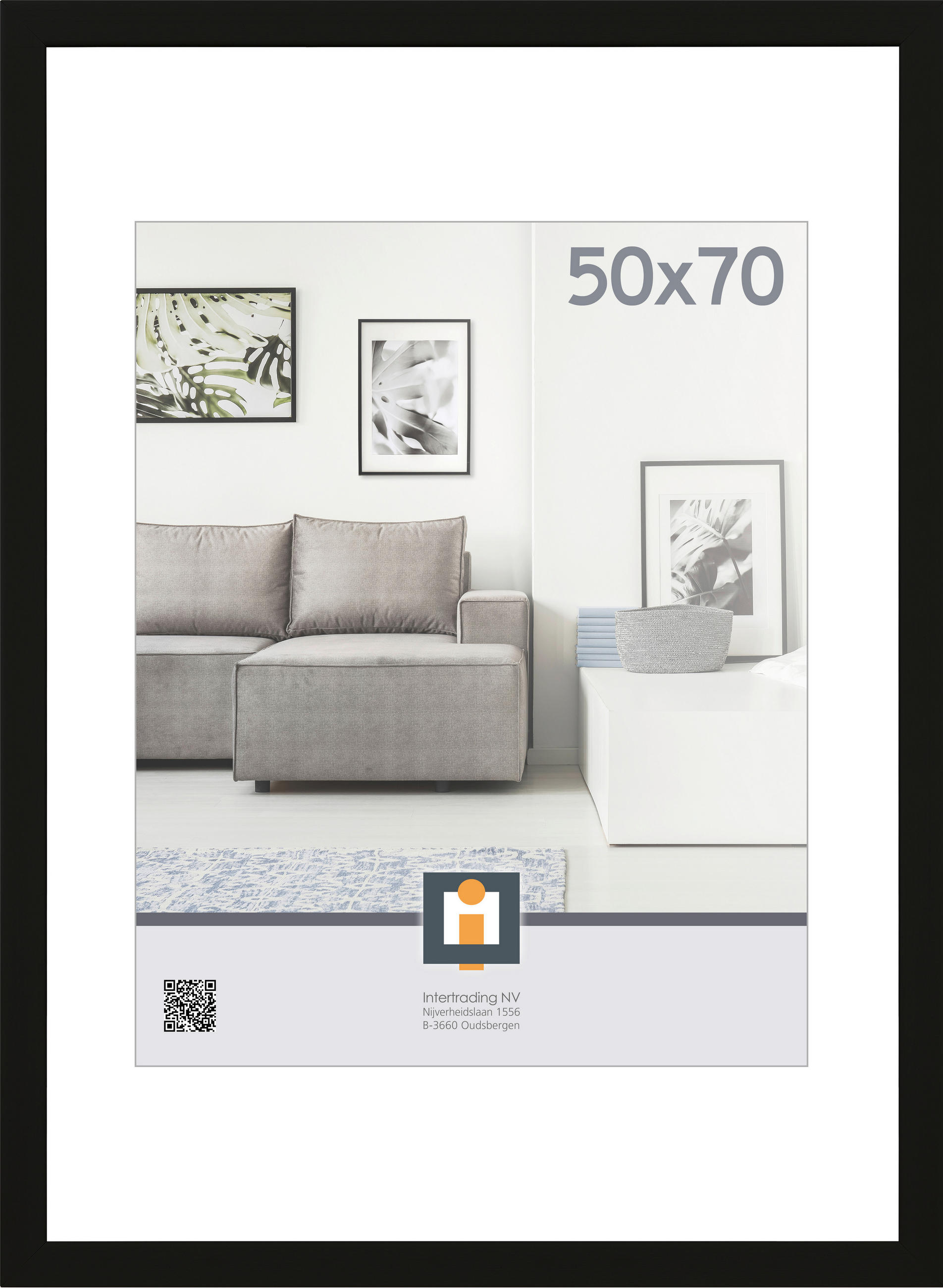 RÁM NA OBRAZY, 1 foto 50 cm x 70 cm - čierna, Basics, plast/sklo (53/73/1,5cm)