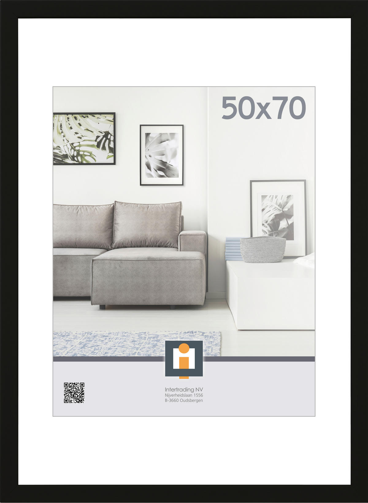RÁM NA OBRAZY, 1 foto 50 cm x 70 cm - černá, Basics, plast/sklo (53/73/1,5cm)