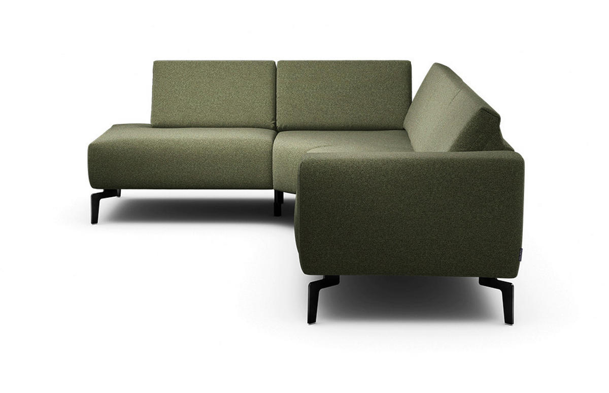 ECKSOFA Cosy Waldgrün Chenille  - Waldgrün/Schwarz, Design, Textil/Metall (193/256cm) - SENSOO