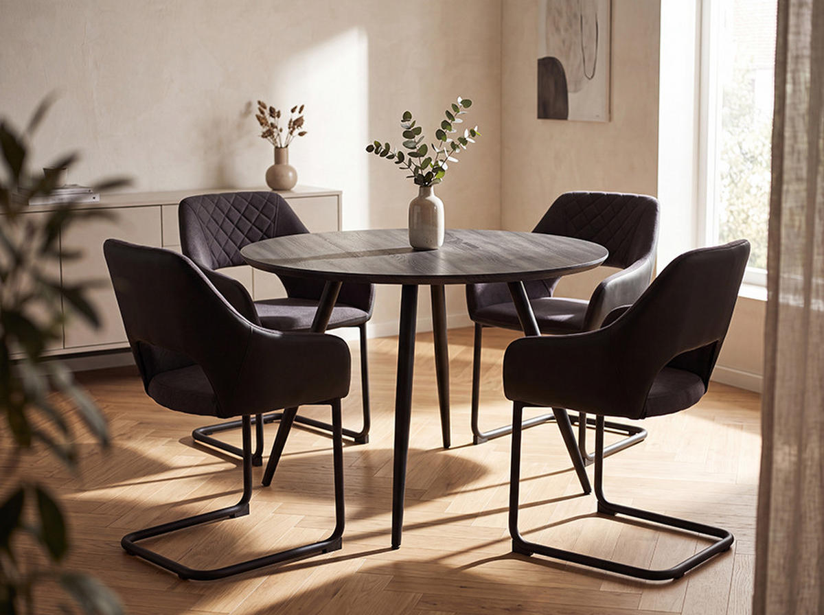 Scaun Bucatarie din metal, textil, antracit, negru - antracit/negru, Design, metal/textil (59,5/83/59cm) - Carryhome