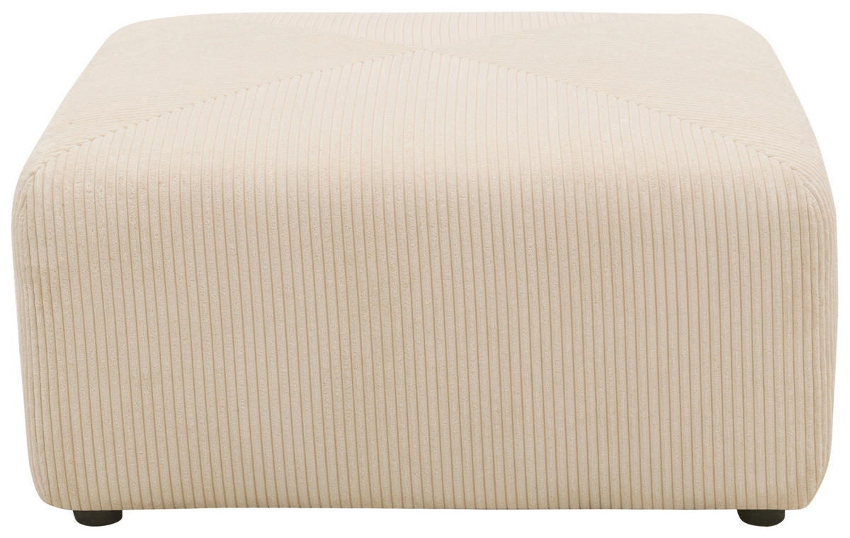 HOCKER Mikrofaser Creme  - Creme/Schwarz, Design, Kunststoff/Textil (85/42/85cm) - MID.YOU
