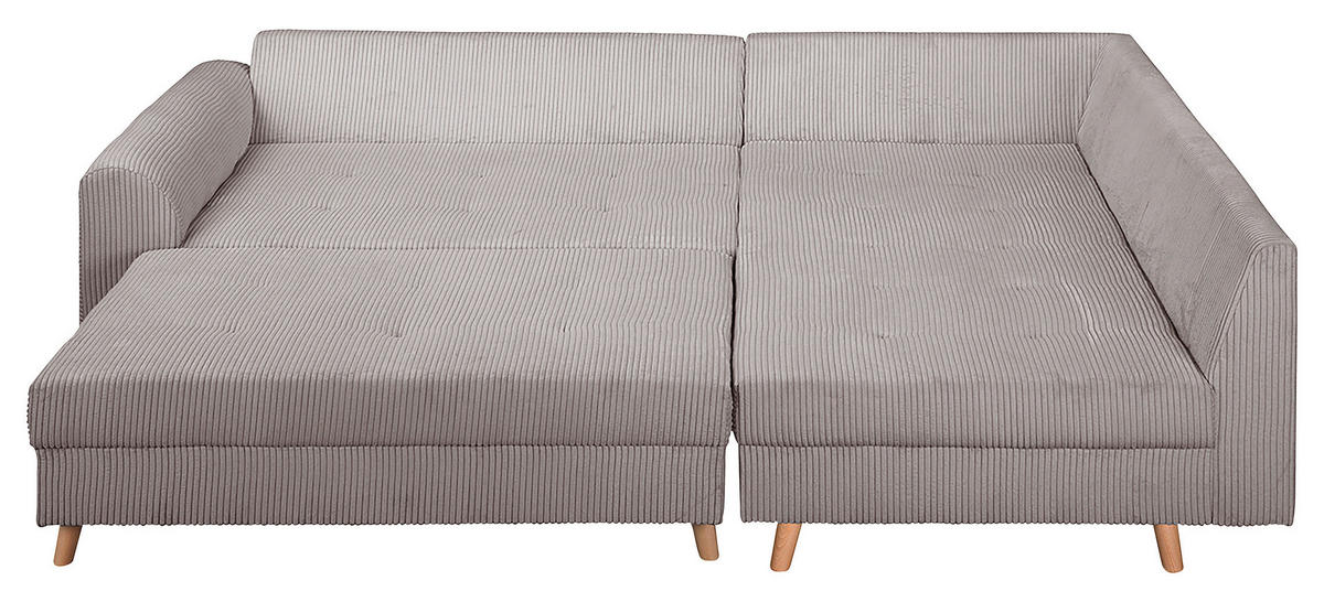 ECKSOFA inkl. Hocker Ariella Grau Cord  - Naturfarben/Grau, Design, Holz/Textil (231/161cm) - Livetastic