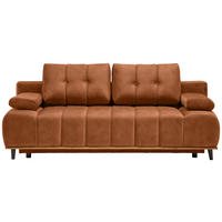 SCHLAFSOFA Clive in Webstoff Orange  - Schwarz/Orange, Design, Holz/Textil (206/77-87/102cm) - Novel