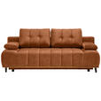 SCHLAFSOFA Clive in Webstoff Orange  - Schwarz/Orange, Design, Holz/Textil (206/77-87/102cm) - Novel