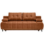 SCHLAFSOFA Clive in Webstoff Orange  - Schwarz/Orange, Design, Holz/Textil (206/77-87/102cm) - Novel