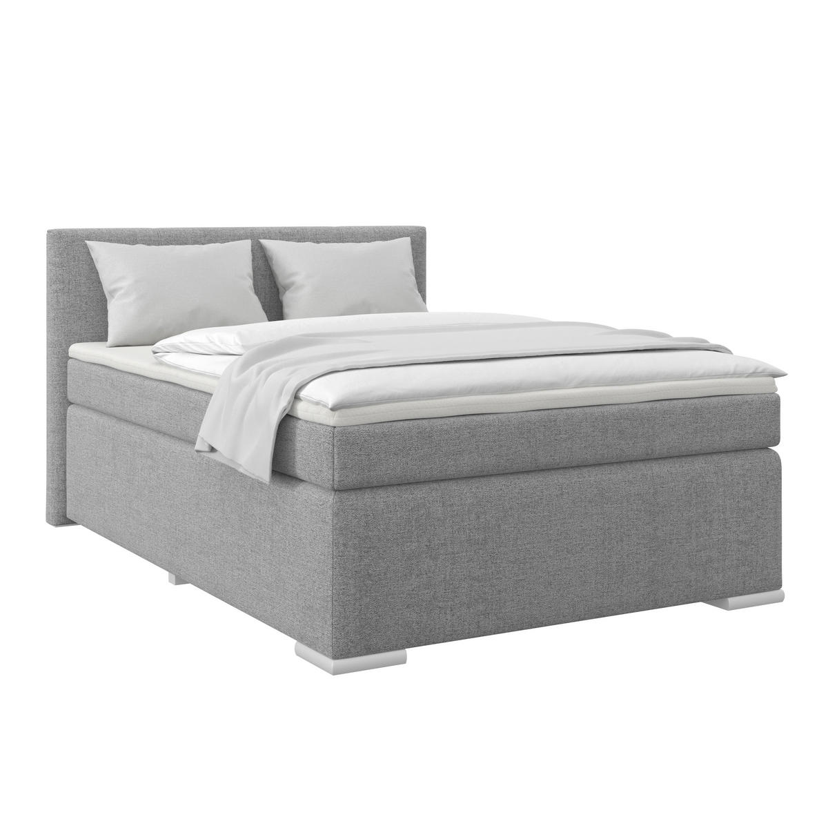 BOXSPRINGBETT 140/200 cm  in Grau  - Alufarben/Grau, Basics, Kunststoff/Textil (140/200cm) - Boxxx