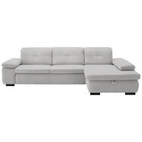 ECKSOFA in Flachgewebe Creme  297/174 cm  - Creme/Schwarz, Design, Textil/Metall (297/174cm) - Beldomo Style