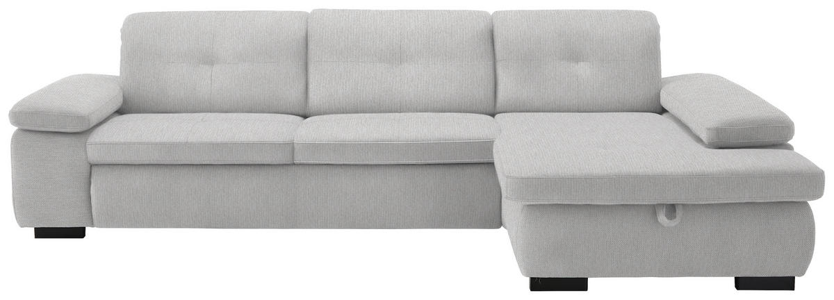 ECKSOFA in Flachgewebe Creme  297/174 cm  - Creme/Schwarz, Design, Textil/Metall (297/174cm) - Beldomo Style