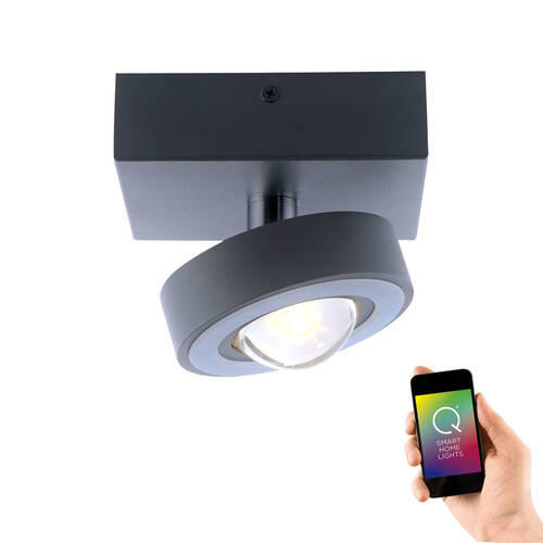 STROPNÉ LED SVIETIDLO, 12,5/12,5/11,8 cm - antracitová, Design, kov/plast (12,5/12,5/11,8cm)