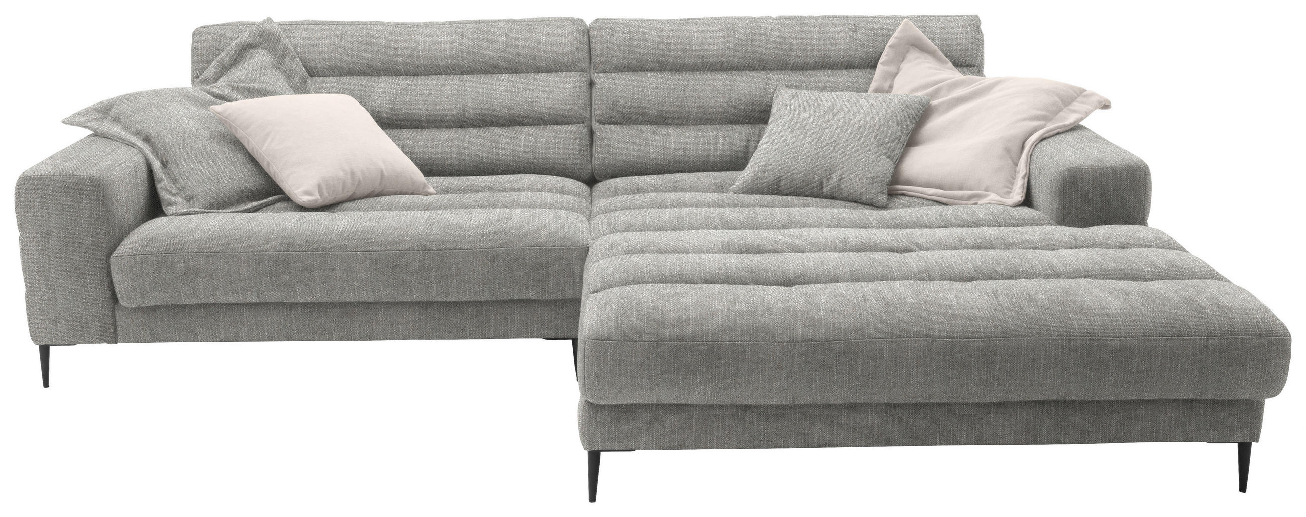 ECKSOFA in Flachgewebe Hellgrau  - Hellgrau/Schwarz, Design, Textil/Metall (296/207cm) - Dieter Knoll