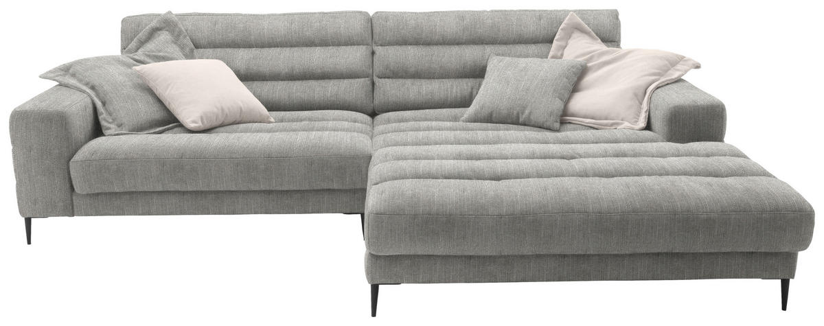 ECKSOFA in Flachgewebe Hellgrau  - Hellgrau/Schwarz, Design, Textil/Metall (296/207cm) - Dieter Knoll