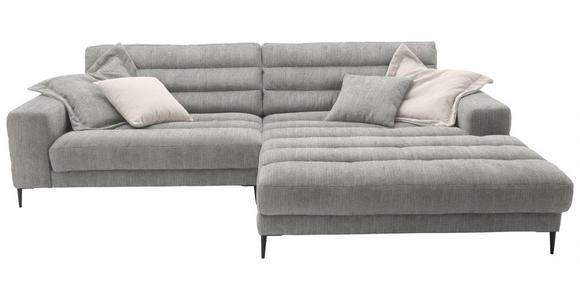 ECKSOFA in Flachgewebe Hellgrau 296/207 cm - Hellgrau/Schwarz, Design, Textil/Metall (296/207cm) - Dieter Knoll