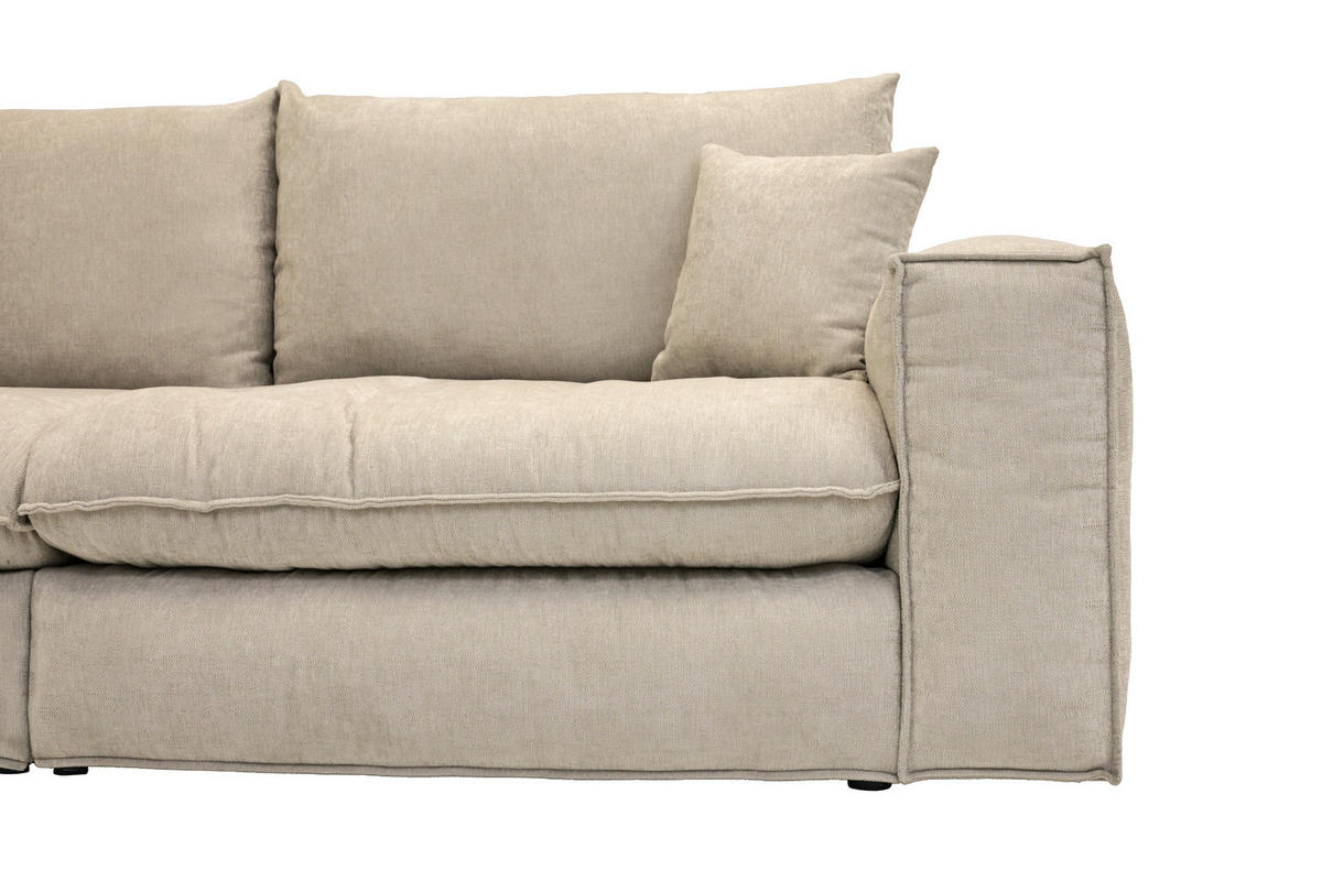 BIGSOFA Chenille Greige  - Greige/Schwarz, MODERN, Kunststoff/Textil (255/76/117cm) - Milino