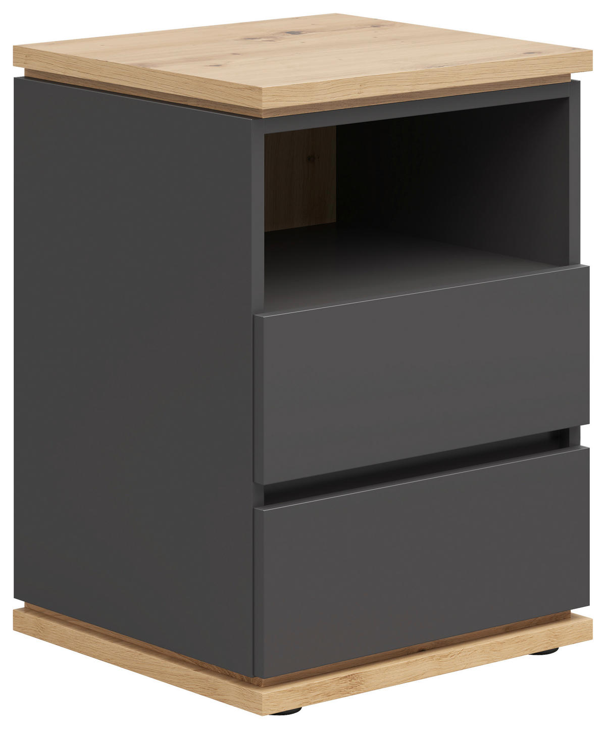 NACHTTISCH 45/63/42 cm  in Graphitfarben, Weiss  - Weiss/Schwarz, Modern, Holzwerkstoff (45/63/42cm) - Xora
