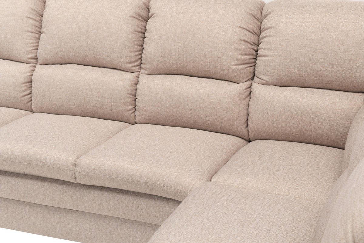 SOFA Flachgewebe Beige  - Eichefarben/Beige, KONVENTIONELL, Holz/Textil (161/341/269cm) - Livetastic