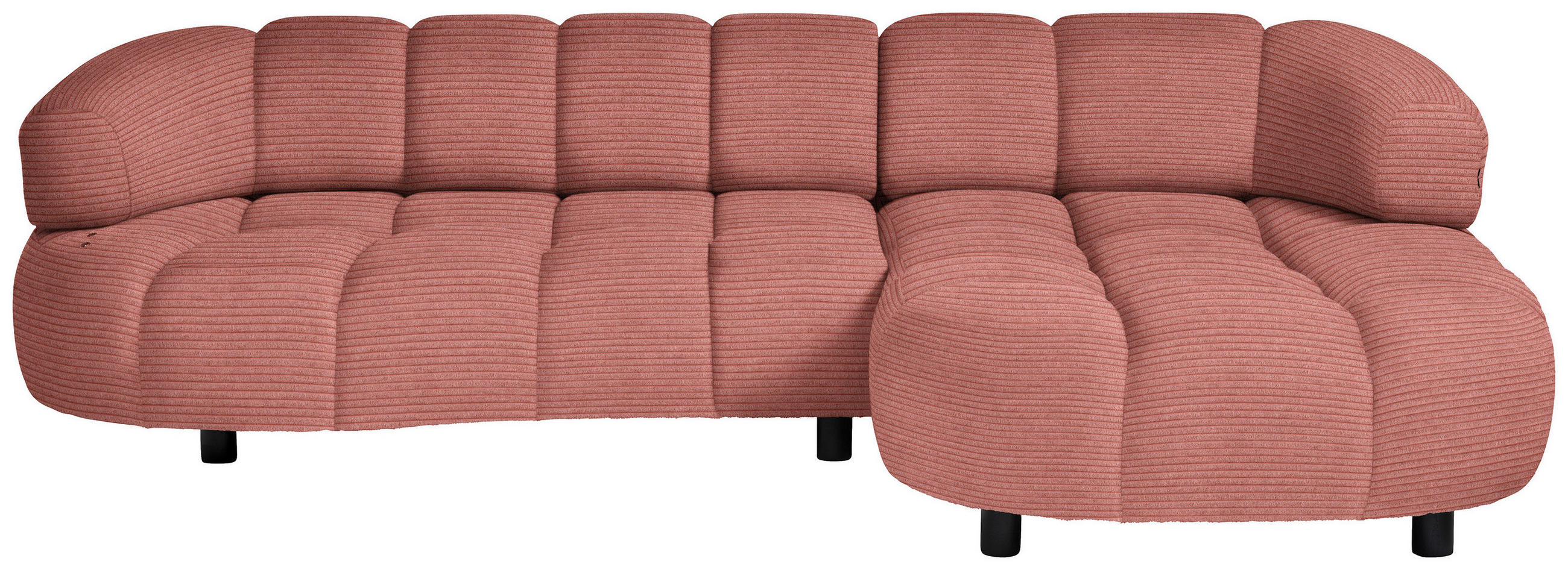 ECKSOFA in Cord, Velours Koralle  - Koralle/Schwarz, Design, Holz/Textil (284/183cm) - Welnova