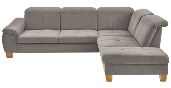 ECKSOFA  in Flachgewebe Hellbraun  301/243 cm  - Wildeiche/Hellbraun, Natur, Holz/Textil (301/243cm) - Voleo