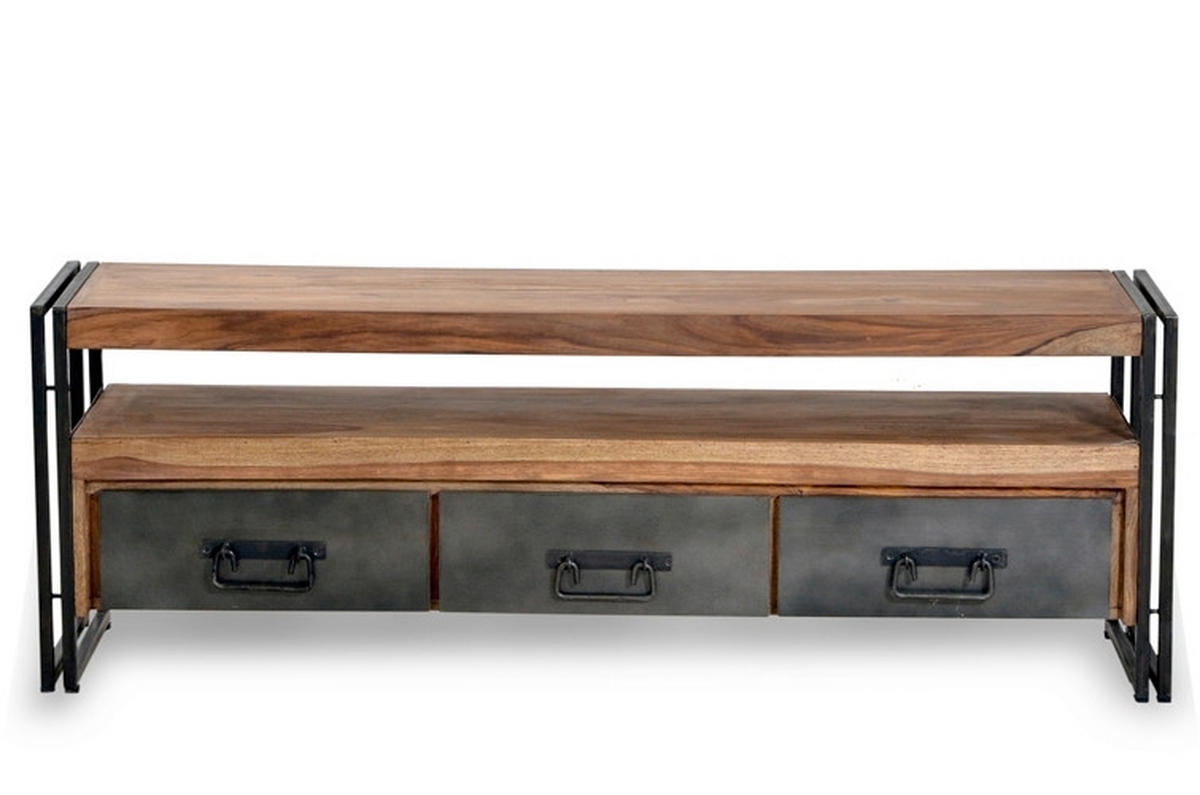 LOWBOARD  160/55/40 cm 3 Schublade(n)  - Schwarz/Naturfarben, Design, Holz/Metall (160/55/40cm) - MID.YOU