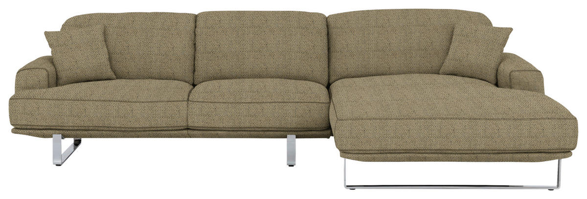 ECKSOFA in Webstoff Braun  - Braun, Design, Textil/Metall (304/184cm) - Dieter Knoll