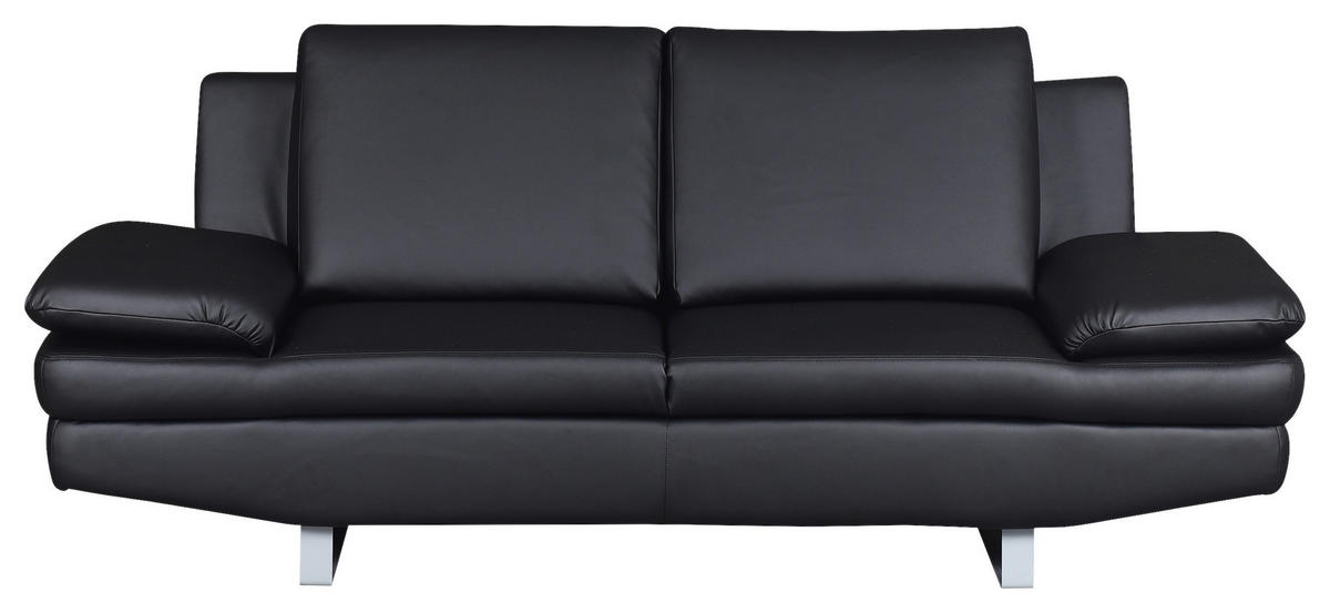 2-SITZER-SOFA in Lederlook Schwarz  - Schwarz/Grau, Design, Textil/Metall (198/78/88cm) - MID.YOU
