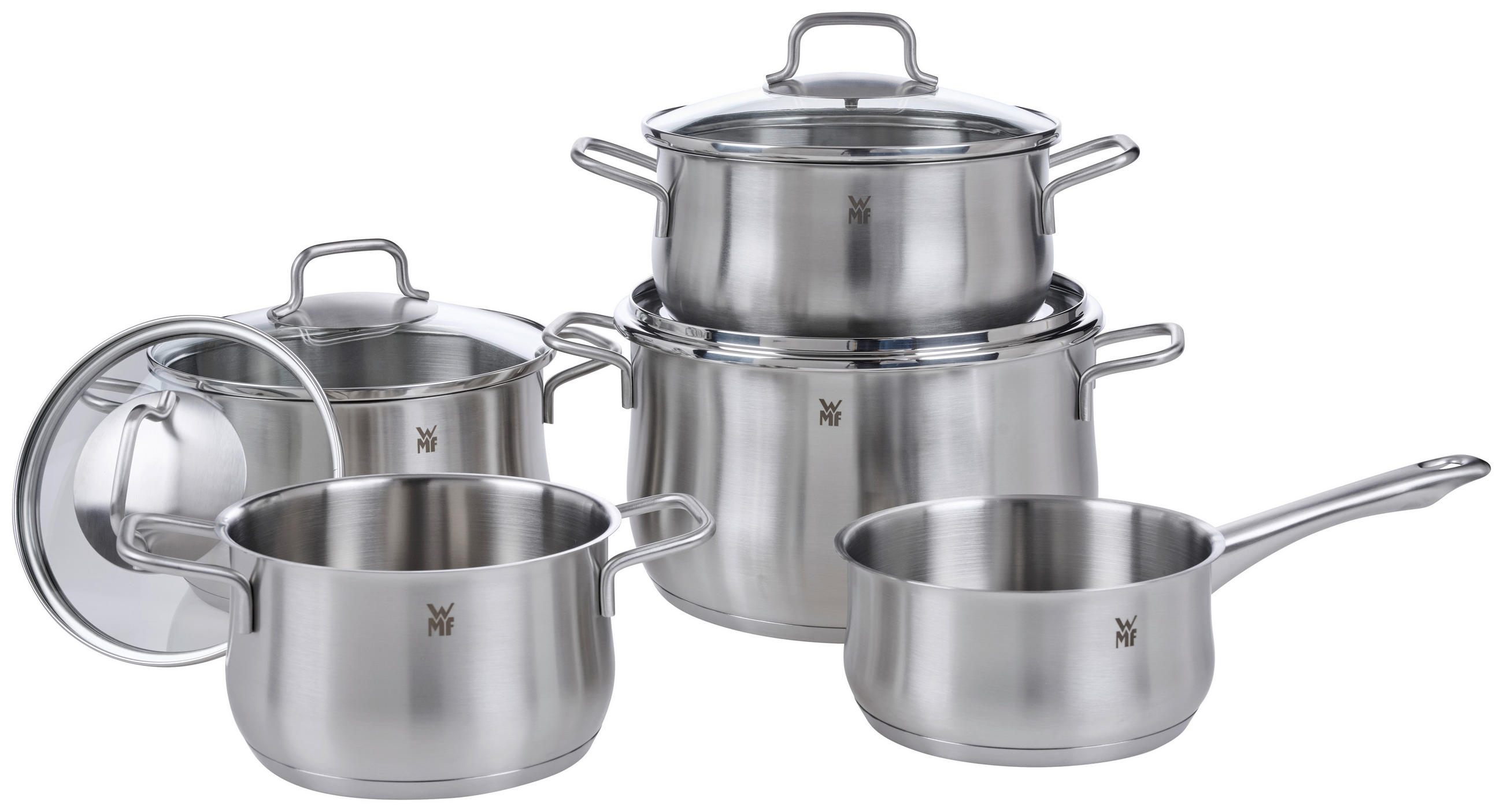 KOCHTOPFSET Brillant 5-teilig  - Edelstahlfarben, Basics, Glas/Metall - WMF
