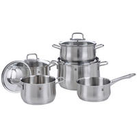 KOCHTOPFSET Brillant 5-teilig  - Edelstahlfarben, Basics, Glas/Metall - WMF