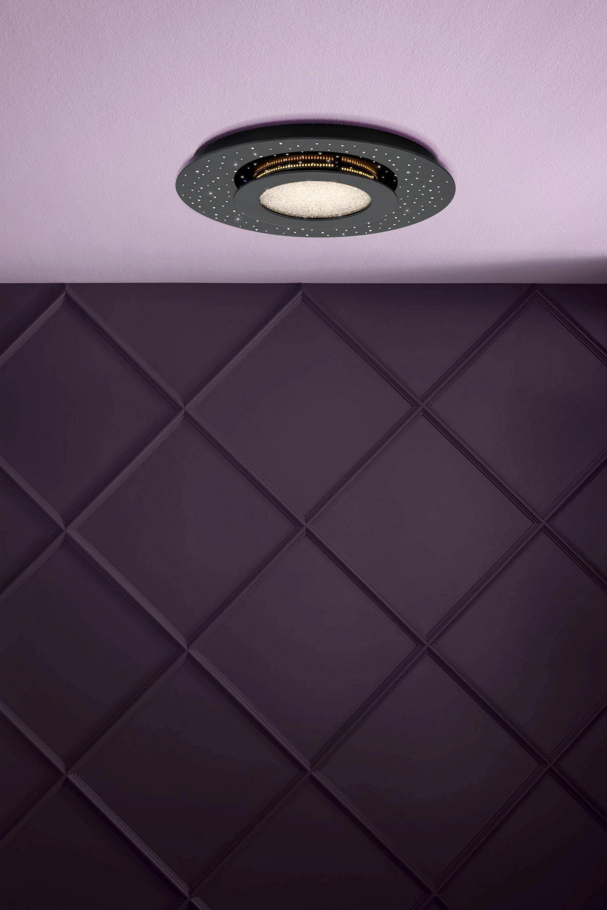 Deckenleuchte echte Swarovski 24 W  50/6 cm    - Schwarz, Design, Glas/Metall (50/6cm)