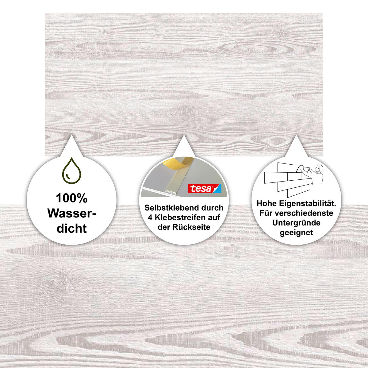 WANDPANEEL Baridecor Aqua Eiche Bianco, Grauweiß  - Eiche Bianco/Grauweiß, Design, Kunststoff (60/30/0,4cm)