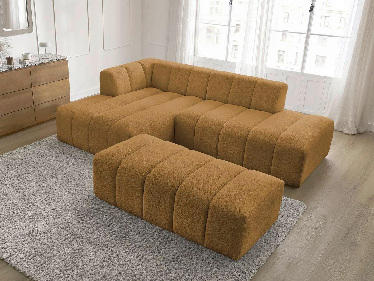 ECKSOFA  ANNECY Gelb Bouclé  - Gelb/Schwarz, MODERN, Kunststoff/Textil (170/262cm)