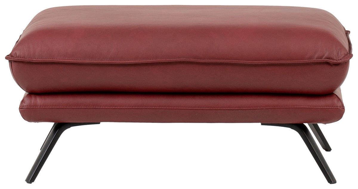 3-SITZER-SOFA in Echtleder Bordeaux  - Bordeaux/Schwarz, Design, Leder/Metall (226/95/95cm) - Celina