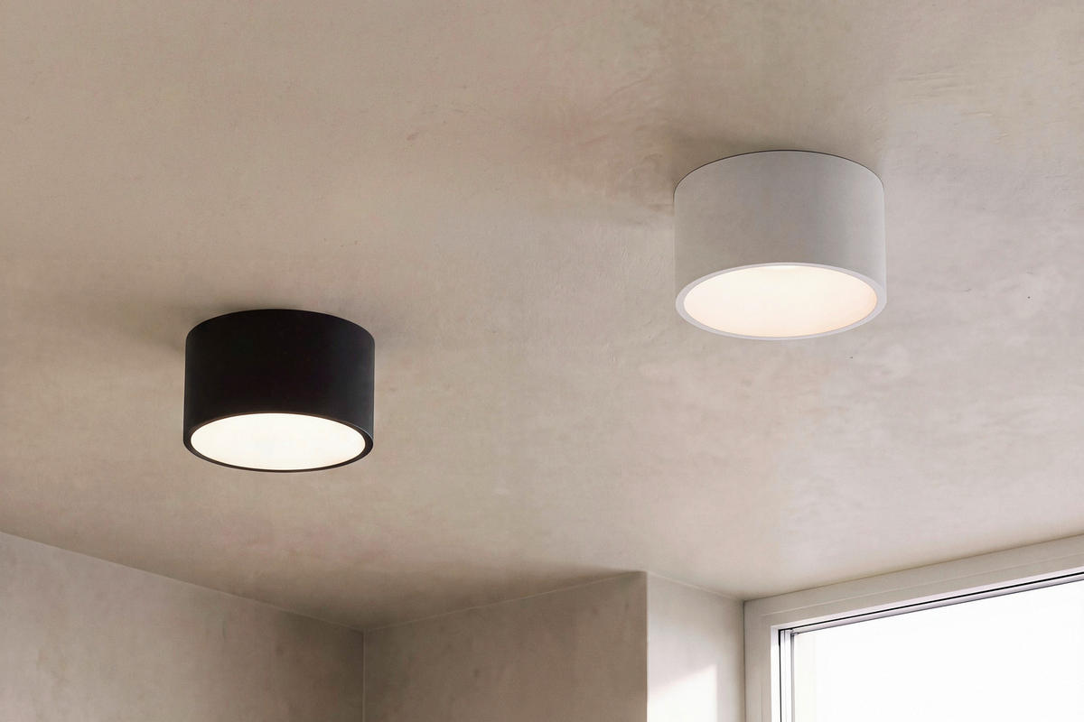 LED-DECKENLEUCHTE Raymond 15/7,5 cm   - Opal/Schwarz, Design, Kunststoff/Metall (15/7,5cm) - Globo