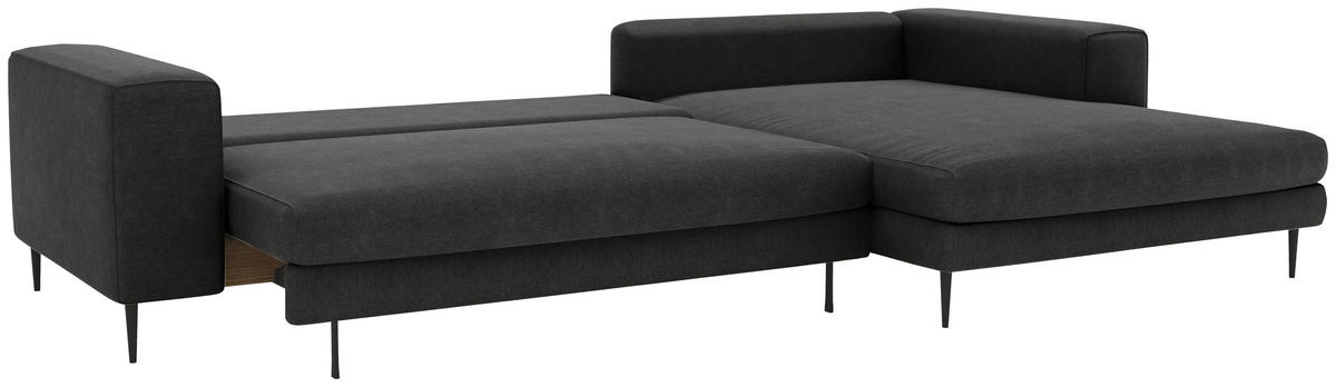 ECKSCHLAFSOFA in Struktur Graphitfarben  - Schwarz/Graphitfarben, Modern, Textil/Metall (315/170cm) - Trendmanufaktur