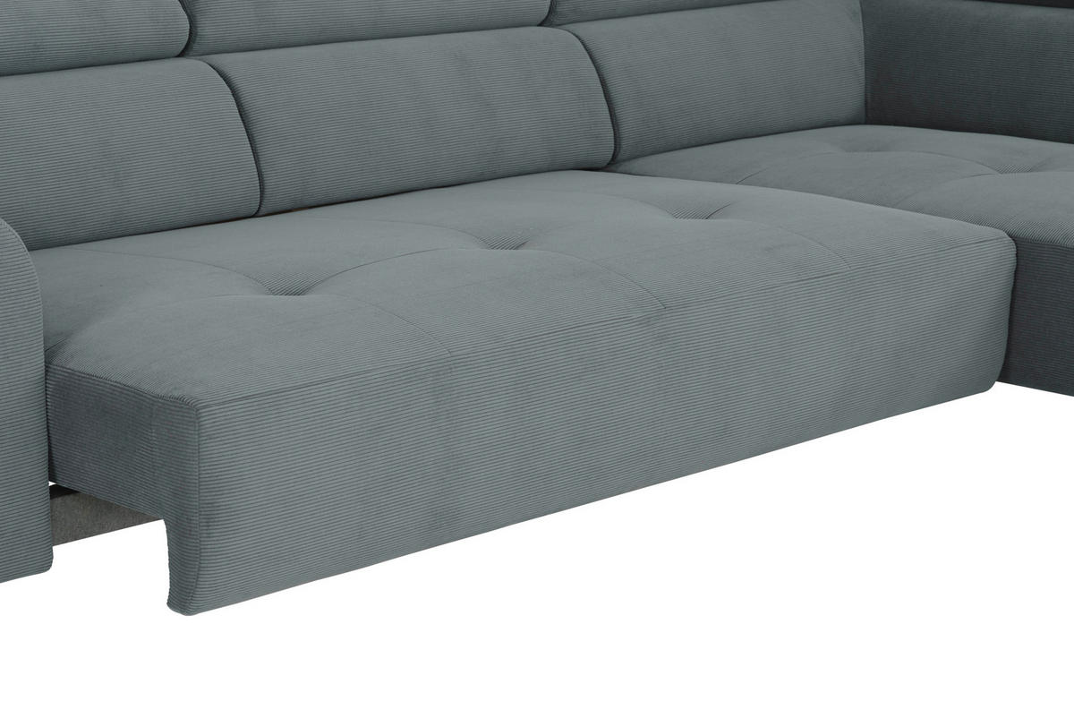 ECKSOFA in Feincord Anthrazit  205/280 cm  - Anthrazit/Schwarz, Design, Textil/Metall (205/280cm) - Xora
