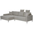 ECKSOFA in Cord Hellgrau  173/276 cm  - Hellgrau/Schwarz, KONVENTIONELL, Textil/Metall (173/276cm) - Carryhome