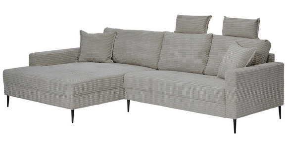 ECKSOFA in Cord Hellgrau  173/276 cm  - Hellgrau/Schwarz, KONVENTIONELL, Textil/Metall (173/276cm) - Carryhome