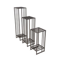 BLUMENTISCHSET in Metall 25/25/95 cm  - Schwarz, MODERN, Metall (25/25/95cm) - Gardenson