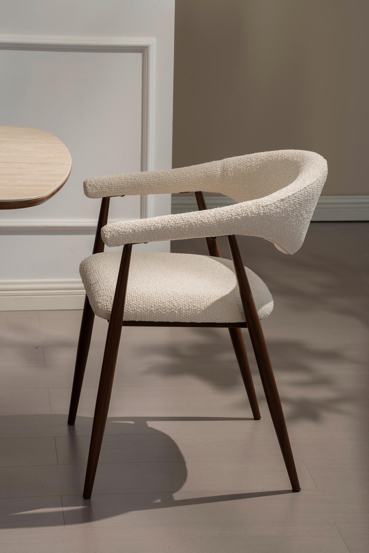 ARMLEHNSTUHL  Stoffauswahl Bouclé  Creme, Walnussfarben  - Walnussfarben/Creme, Design, Textil/Metall (58/78/60cm) - Lomoco