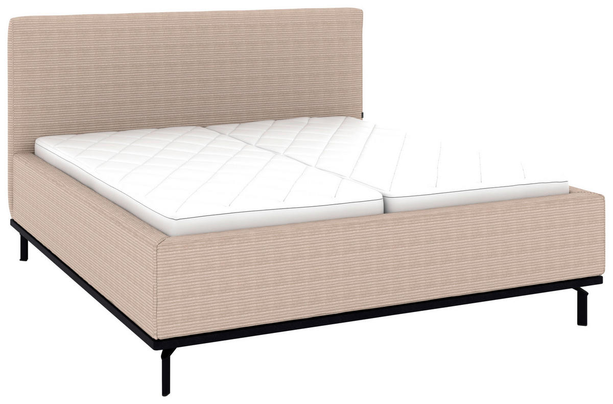 POLSTERBETT Matratze, Lattenrost, Bettkasten 180/200 cm  in Taupe  - Taupe/Graphitfarben, Design, Holz/Textil (180/200cm) - Musterring