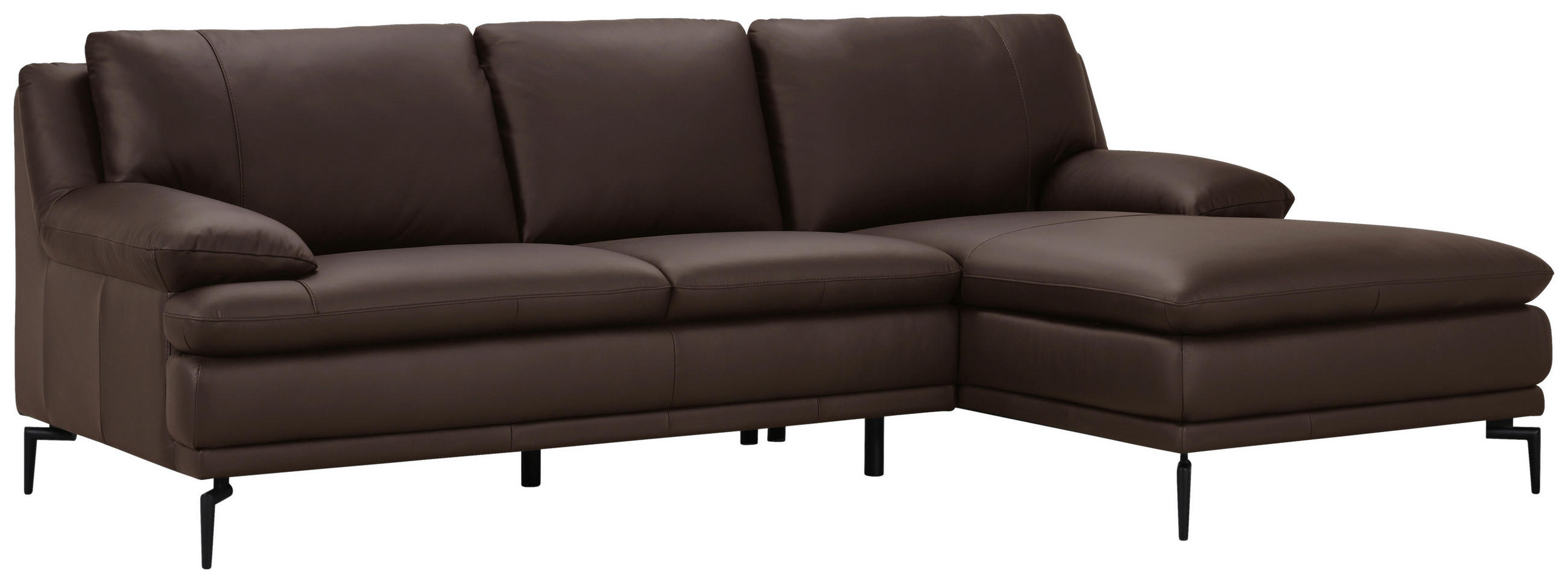 ECKSOFA Braun Echtleder  - Schwarz/Braun, Design, Leder (248/158cm) - MID.YOU