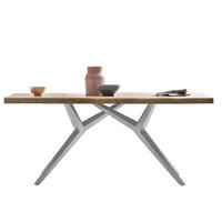 ESSTISCH 200/100/80,5 cm Echtholz  Holz, Metall rechteckig Naturfarben, Silberfarben  - Silberfarben/Naturfarben, MODERN, Holz/Metall (200/100/80,5cm) - MID.YOU