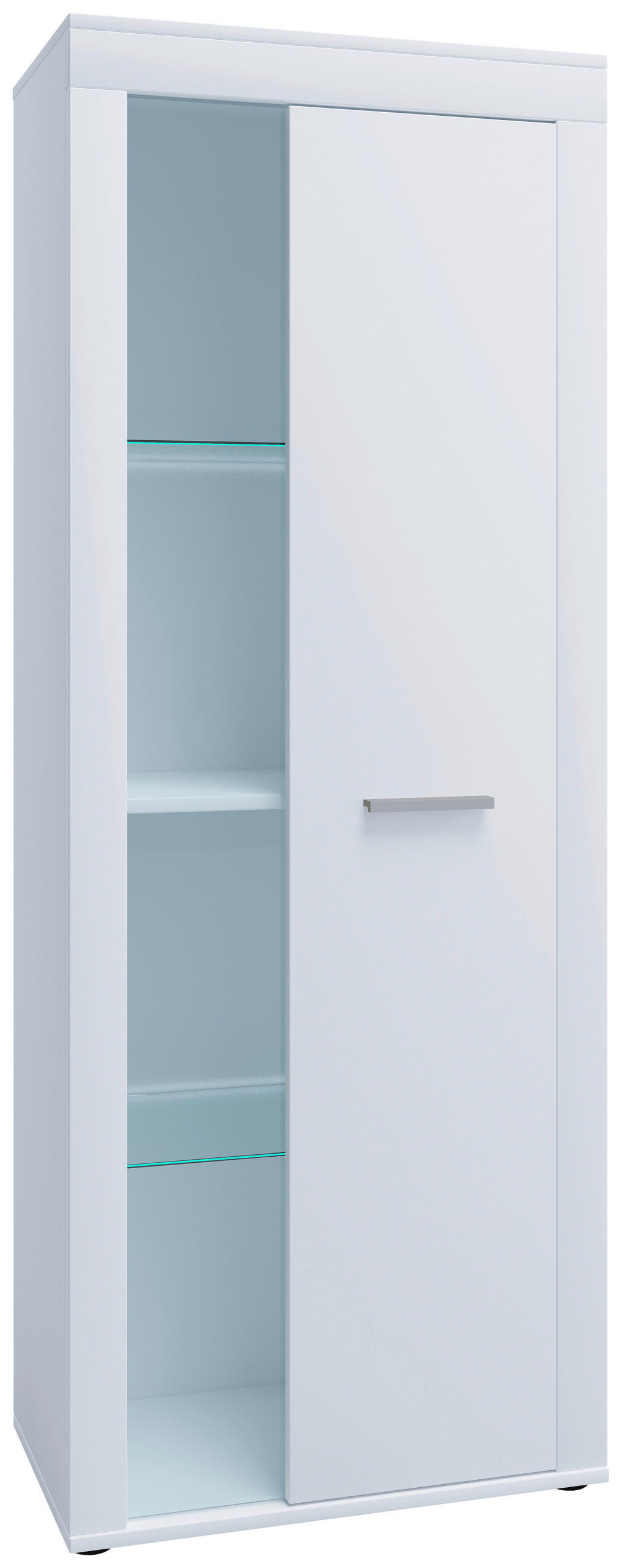 VITRINE Usilo in Weiß  - Silberfarben/Schwarz, Design, Glas/Holzwerkstoff (60/159/35cm) - MID.YOU