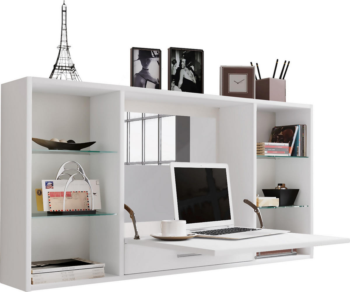 SKRIVBORD 115/19,7/60 cm  i vit  - vit/aluminiumfärg, Modern, metall/trämaterial (115/19,7/60cm) - MID.YOU