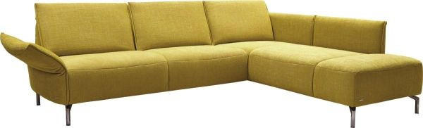 ECKSOFA in Webstoff Gelb  - Edelstahlfarben/Gelb, Design, Textil/Metall (274/207cm) - Koinor