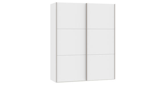 SCHWEBETÜRENSCHRANK  in Weiß  - Edelstahlfarben/Weiß, Design, Holzwerkstoff (203/195/65cm) - Carryhome