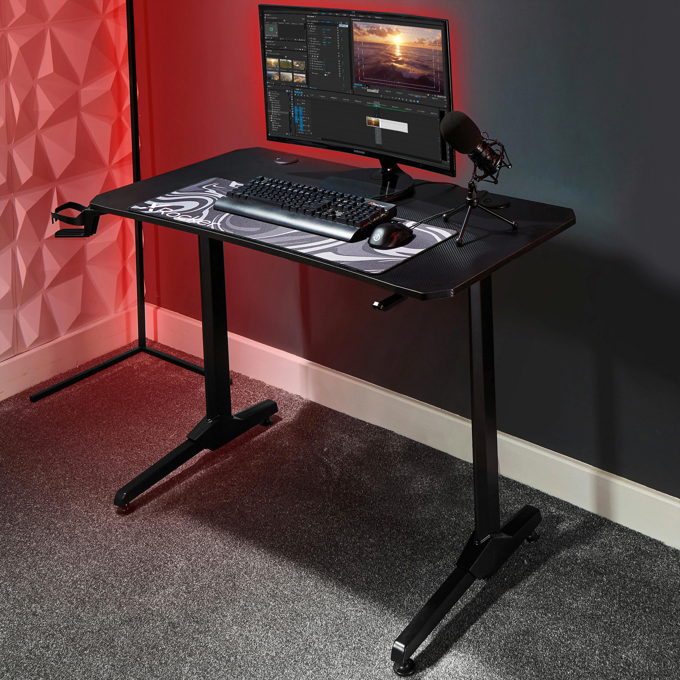GAMING TISCH Schwarz  - Schwarz, MODERN, Metall (100/60/75cm)