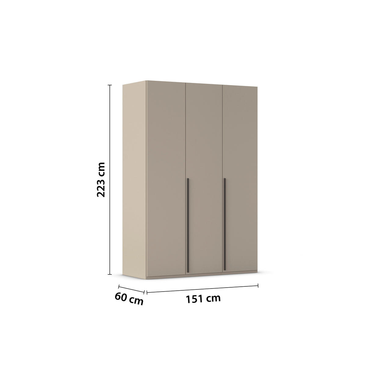 DREHTÜRENSCHRANK 151/223/60 cm 3-türig Fango  - Fango/Graphitfarben, Design, Holzwerkstoff/Metall (151/223/60cm) - home24